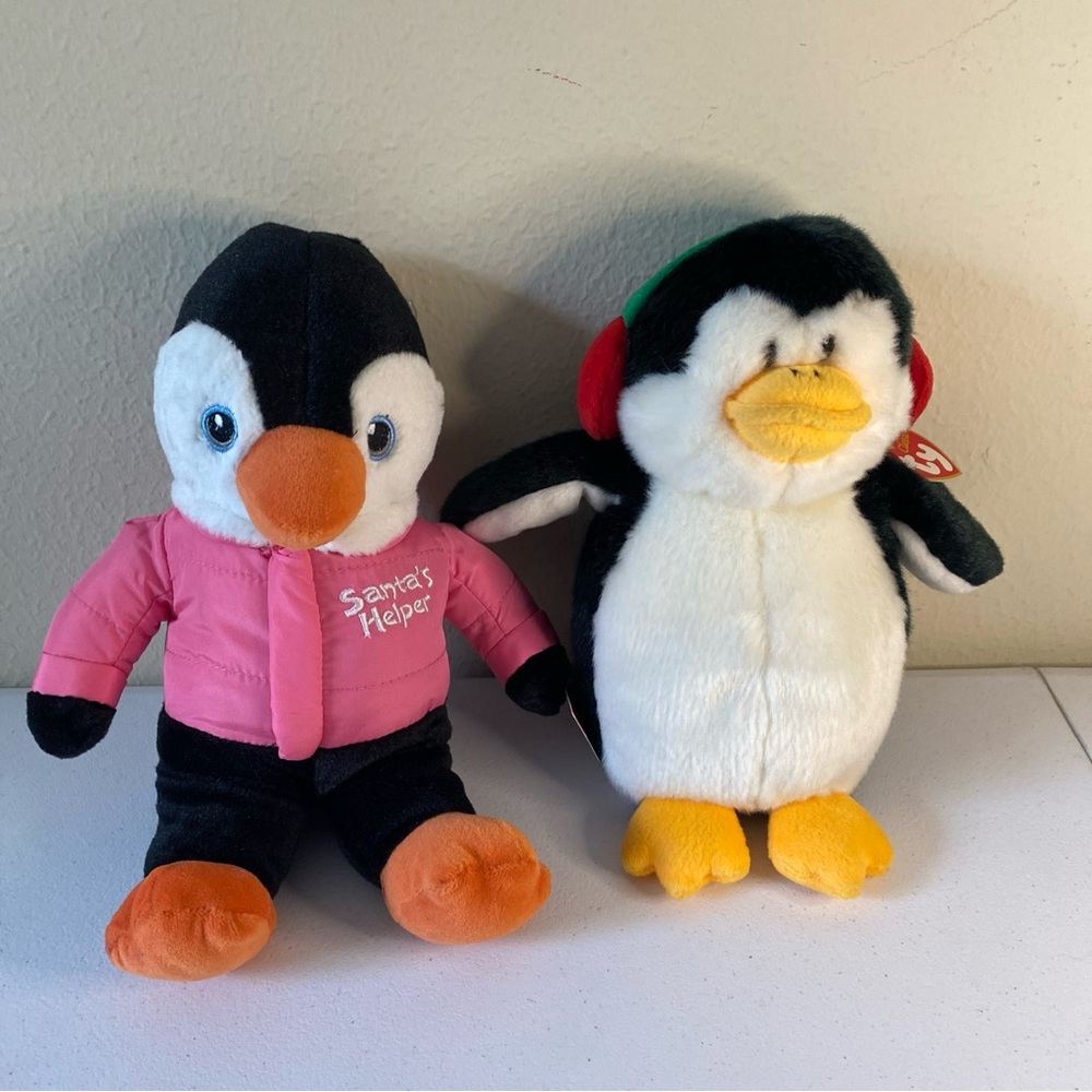 Dan Dee Santa's Helper Penguin & TY Penguin w/ear muf (E9